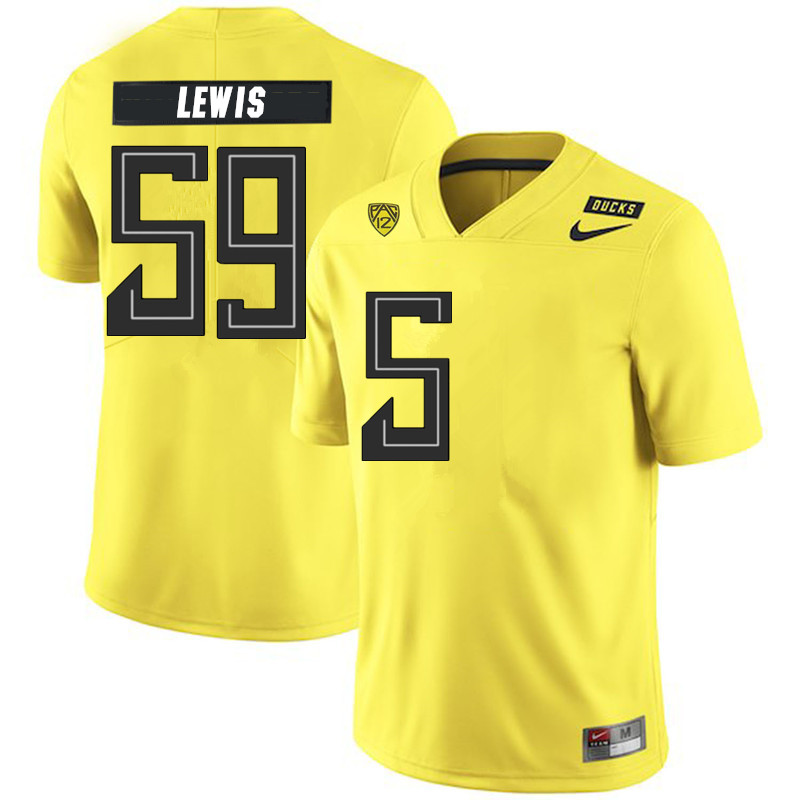 2019 Men #59 Devin Lewis Oregon Ducks College Football Jerseys Sale-Yellow